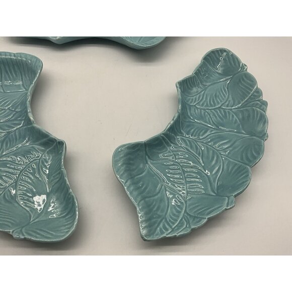 California Pottery 4 piece Turquoise Chip and Dip Set Made in USA MCM Serveware - Picture 10 of 15